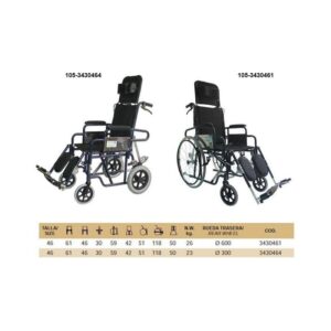 Silla de ruedas con respaldo reclinable