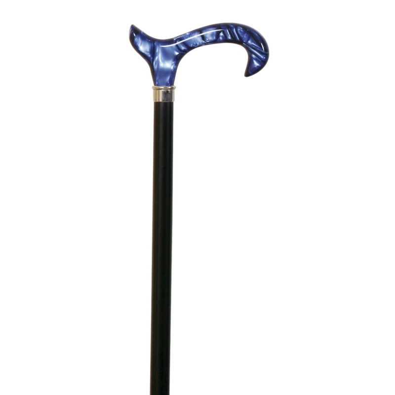 Muletilla haya negro con puño derby de metacrilato color azul